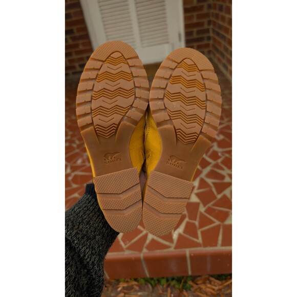 Sorel Nadia Mule Sandals-Yellow Nubuck Leather -Block Heel-Sz 6 - Picture 8 of 10